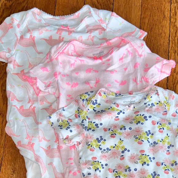 Simple joy dinosaur and floral onesie bundle - 6-9 months - Picture 1 of 4